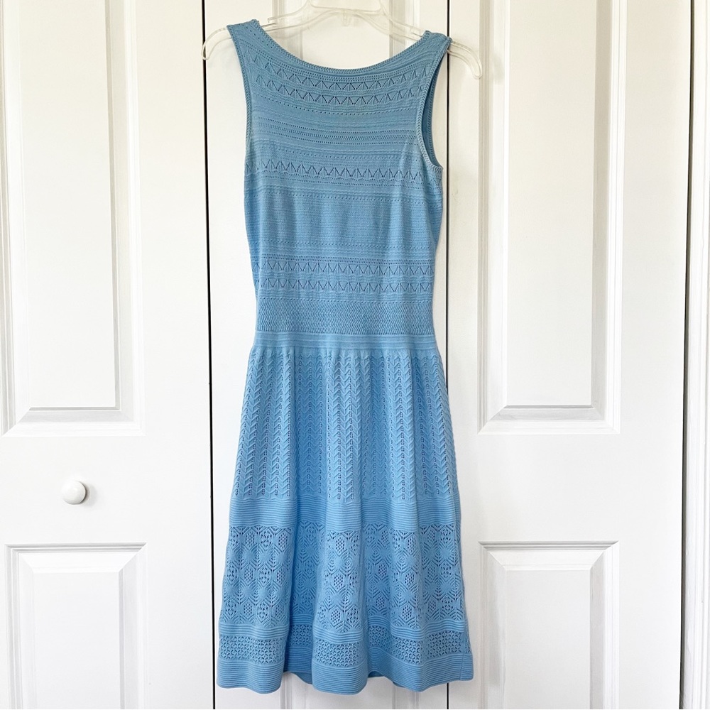 LAUREN Ralph Lauren light blue sleeveless crochet dress